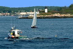 Two Boats by Ten Pound Island Light in Gloucester, MA